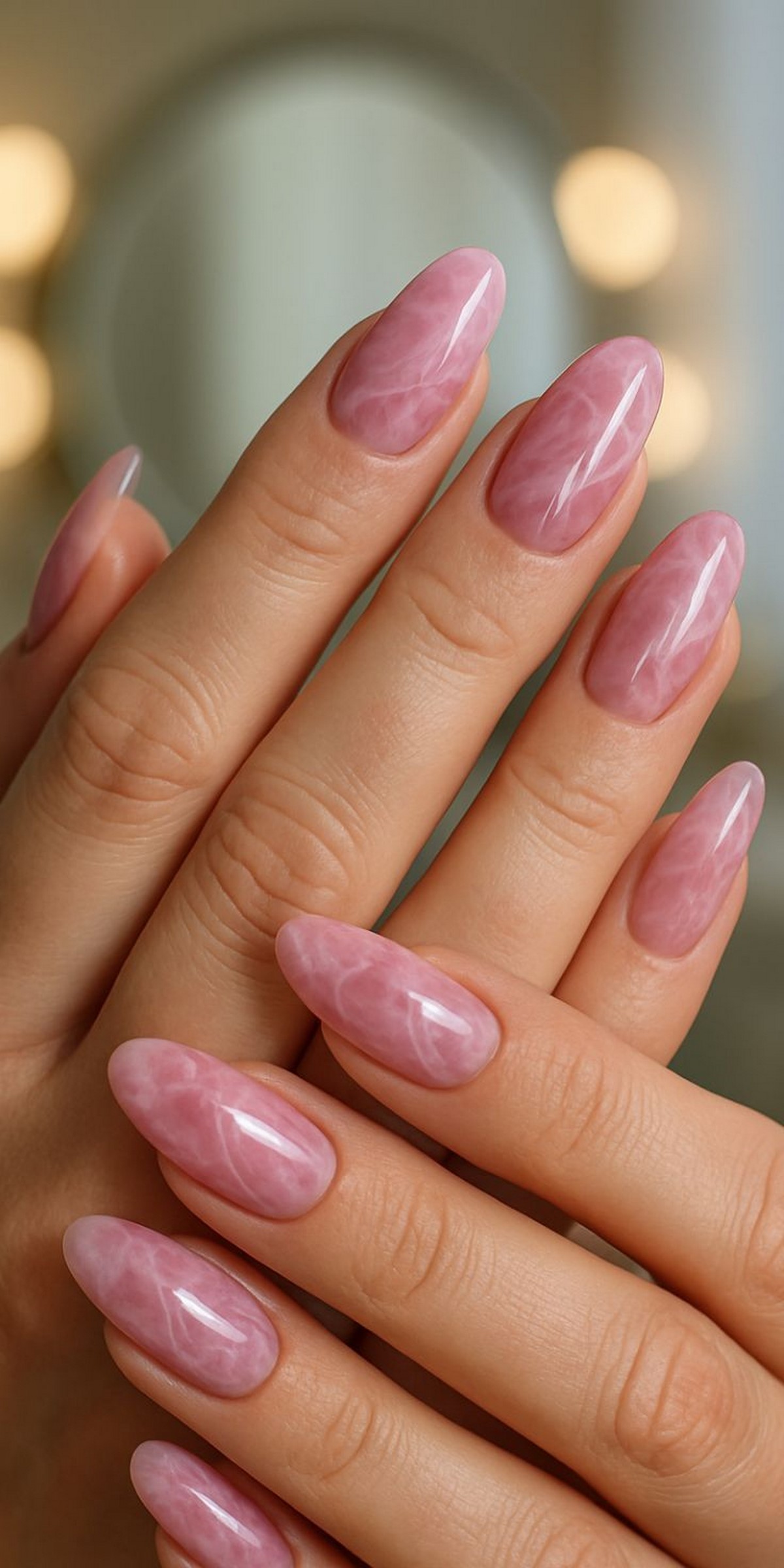 Мармуровий манікюр 2026: м’які прожилки і кам’яний ефект